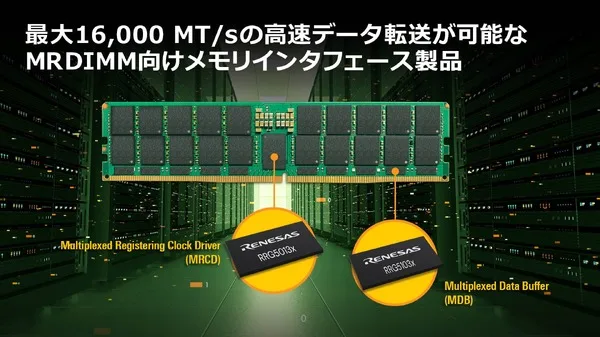 ルネサスが第3世代MRDIMMチップセット公開、サーバー用DDR5で最大16000MT/sの脅威の転送速度